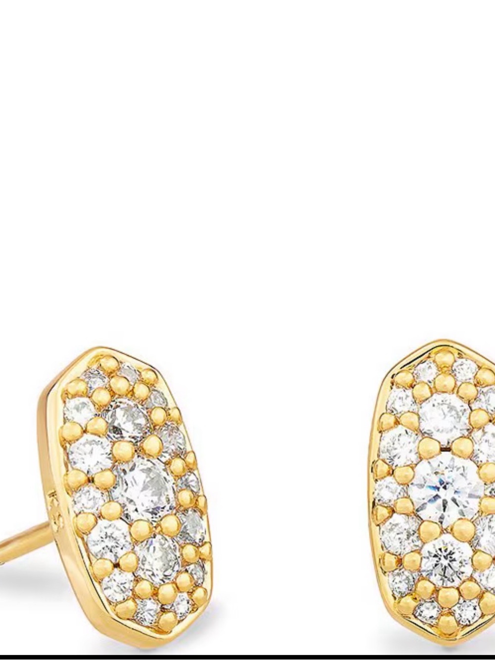 Kendra Scott Gold and Clear Crystal Pavé Oval Studs